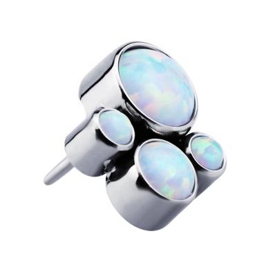 China FASHIONABLE Titanium Push In Labret Piercing Plug Without Wire Bezel Opal Lip Stud Tragus Piercing Accessory for sale