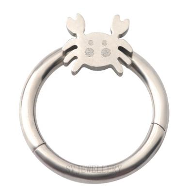 China Romantic Titanium Crab Hinged Segment Ring Hoop Helix Daith Clicker Ring Body Piercing Jewelry Hot Sale for sale