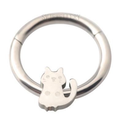 China FASHIONABLE Titanium Clicker Cat Hinged Segment Ring Nose Hinged Ring Body Piercing Jewelry for sale