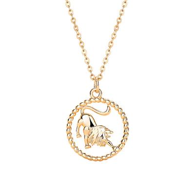 China TRENDY 14K Gold Plated 925 Sterling Silver Lion Pendant Hand Cut Hollow Out Coin Fashion Necklace for sale