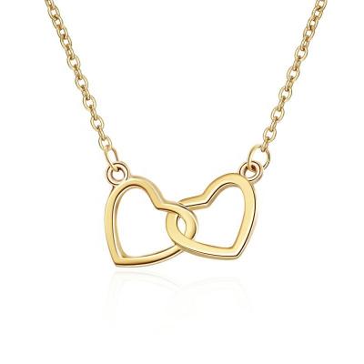 China TRENDY 14K Gold Plated Double Heart Necklace Pendant Fashion Jewelry For Women for sale