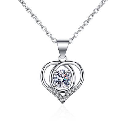 China TRENDY Silver White Gold Plated Hollow Out Heart Shape Necklace Fashion Women Pendent Necklace for sale