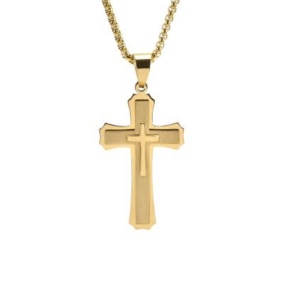 China 18K Gold Plated Christian Religious Best Sellers Jewelry Cross Necklace Brass CZ Cross Necklace for sale