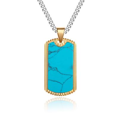 China TRENDY 18K Gold Plated Turquoise Fashion Necklace Pendant For Men for sale