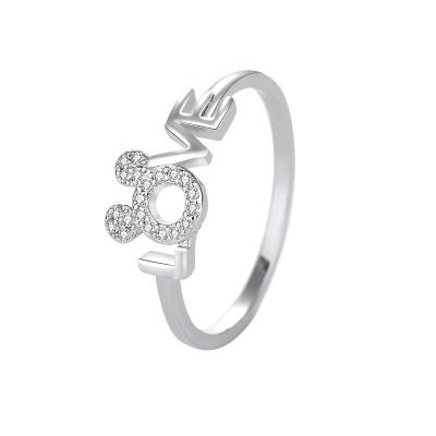 China Cute Women Girls Mickey Mouse Ring Love Band Sterling Silver Pinky Ring For for sale