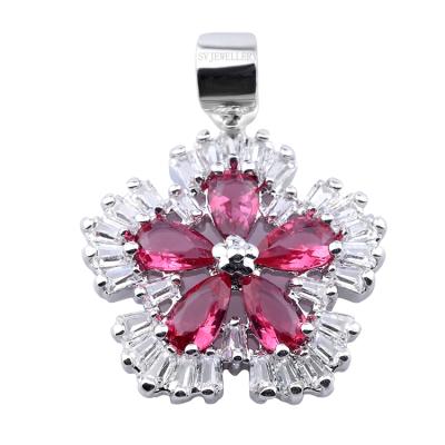 China Fashion Jewelry TRENDY Flower CZ Claw Setting Pendant Necklace For Woman Gift Copper for sale