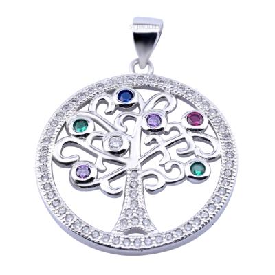 China TRENDY Brass Tree Zircon Bezel Setting Pendant Necklace Fashion Jewelry for sale