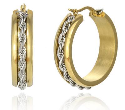 China TRENDY 14K Gold Center Twist Circle Earrings Shape Jewelry For Woman for sale