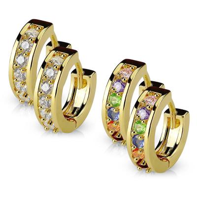 China TRENDY 14K Gold Plated Zircon Surgical Steel Fork Set Hoop Earrings Fashion Jewelry for sale