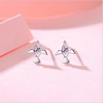 China Good Cool Low Moq Price Cartoon Zircon Rocket Flying Fish Ear Jewelry 925 Sterling Silver Airplane Female Stud Earrings for sale