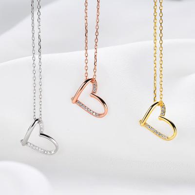 China CLASSIC 925 Sterling Silver High Quality Zircon Heart Shape Necklace Jewelry for sale