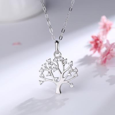 China TRENDY Female Tree Of Life Necklace Fashion 925 Sterling Silver Wisdom Clavicle Chain for sale