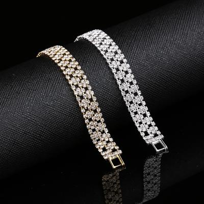 China Office / Career Women Fashion Accessories Jewelry High Quality Two Color Selection 18K Gold Glittering Diamond Tennis Bracelets for sale