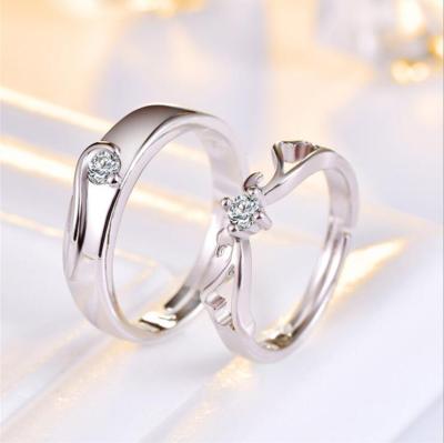 China Unique Romantic Couples Ring Designs Cool Wholesale Cheap Romantic Korean Style Love Couples Ring for sale