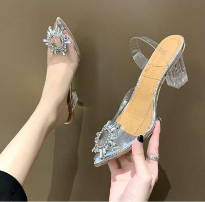 China New Fashion Hot Selling Ladies Anti-slip Transparent High Heel Ladies Sandals for sale