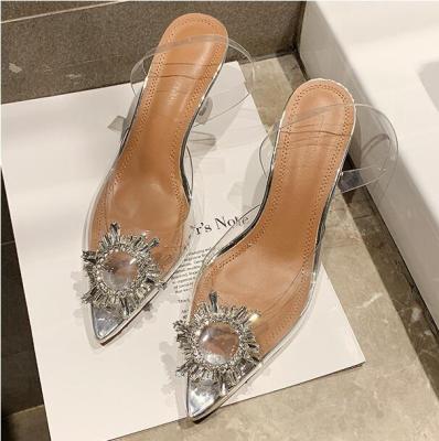 China Quick-drying Women's New Transparent High Heels Stiletto Toe Sandals for sale