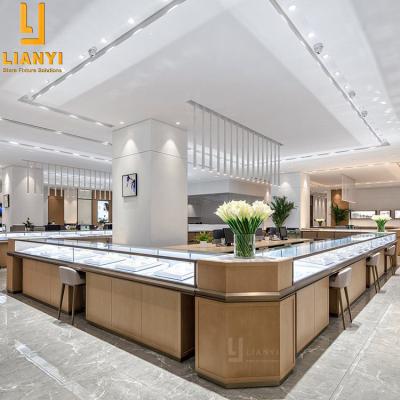 China Retail Store Original Manufacture Wooden Used Jewelery Display Showcase Levitating Jewelry Shop Interior Design Pictures for sale