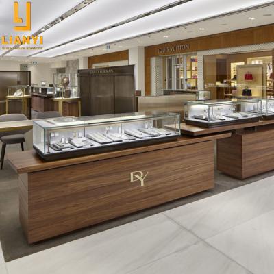 China Custom Luxury Retail Store Factory Jewelry Table Cases Jewelry Store Display Showcase Beautiful for sale