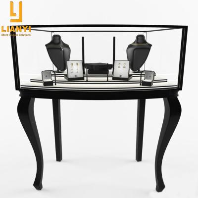 China Modern Or Customized Fashion Floor Jewelry Glass Cabinet Table Bracelete Showcase With Energy Saving Lights for sale