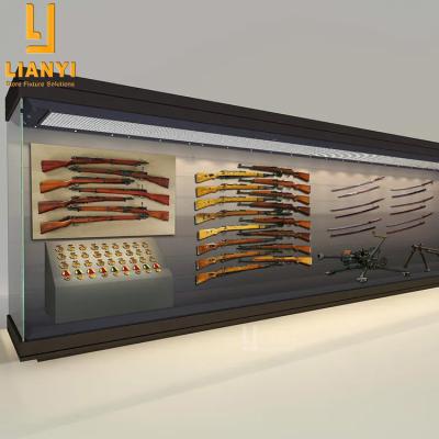 China Removable And Environmentally Friendly Gun Display Cabinet Customize Military Museum Showcase Glass Museum Design And Display for sale