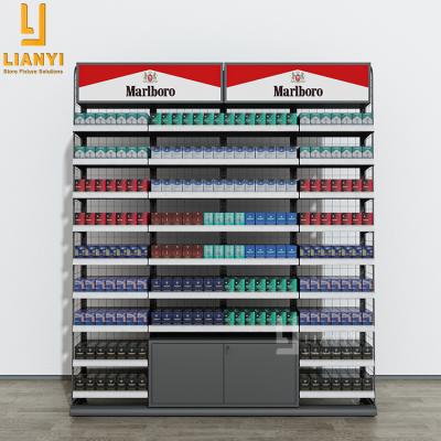 China Popular Morden Smoke Shop Tobacco Showcase Display With Led Sign Box for sale