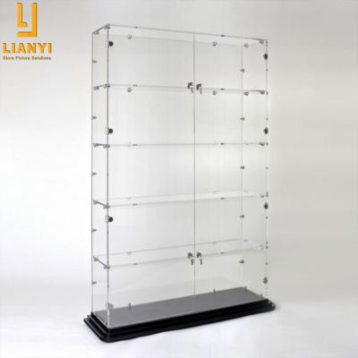 China Factory Price Fashionable Wholesale Free Standing Glass Display Cabinet For Retail Store for sale