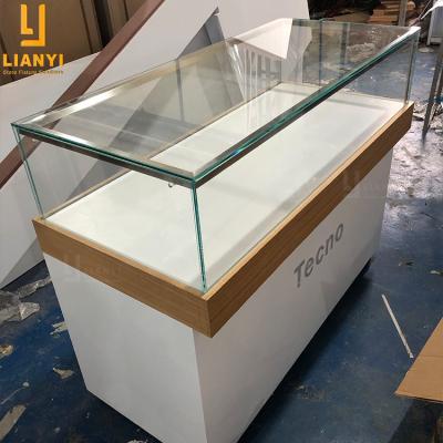 China Fashionable Electronic Store MDF Mobile Phone Display Cabinet Stylish Glass Counter for sale