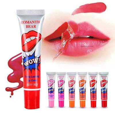 China Professional Long Lasting Waterproof Romantic Bear Lip Bear 6 Colors Sexy Magic Peel Off Lip Tint Lipstick for sale