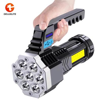 China Convenient High Power Led Flashlights COB Side Light ABS Torch 7LED Material Outdoor Lighting Rechargeable Flashlight Powerful for sale