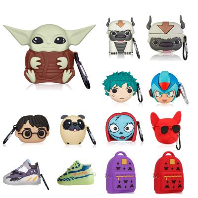 China Silicone Case Bulldog Cartoon Starwars Backpack Cute Baby Yoda Wireless Earphone Cover For Airpods Case 1/2 For Air Pod 1 Cover 2 for sale