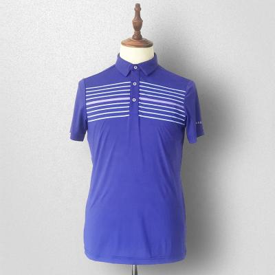 China Anti-Wrinkle Customized Mens Golf T-shirt Stripped Short Sleeve For Baseball Club Office Tennis for sale