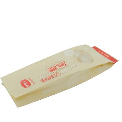 China Quadruple Side Seal Side Seal Pouch Bread Gusseted Kraft Bag Greaseproof Kraft Paper Bag With Clear Window Bread Bag for sale