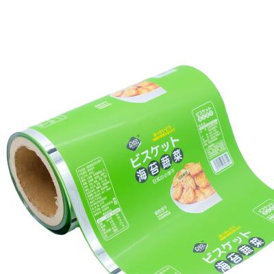 China Safety Snack Blowing Aluminized Film Blown Japanese Cookies Packaging Dumb Oil Printing Food Grade Aluminum Film for sale