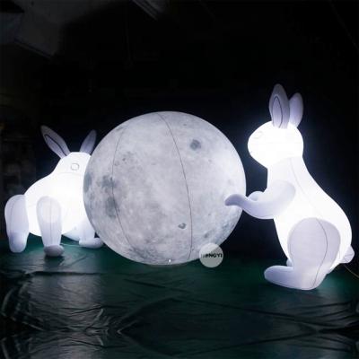 China Party 3 pieces of 1.5m LED bunny moon inflatable advertising balloons for sale for sale