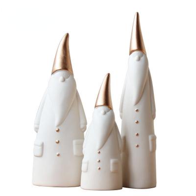 China 3Pcs/Set Ceramic Santa Clause Figurines Christmas Decoration Ceramic Statue Scandinavia Style Nordic Home Decoration White Gift Te koop