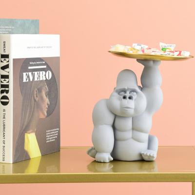 中国 Model Desk Accessories Room Decor China Gorilla Figurines Statues Home Storage Tray Resin Sculpture Home Decoration Kawaii 販売のため