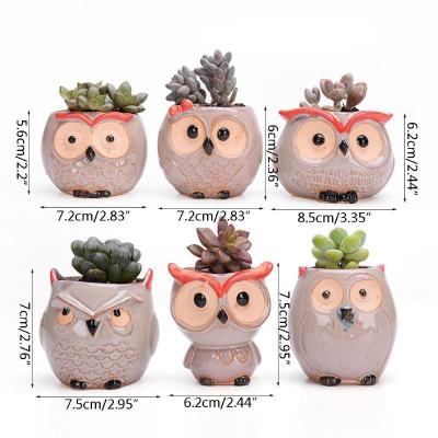 China Mini Modern Cute Owl Flowerpot Wholesale Cheap Flower Ceramic Succulent Pots From Ceramic Factory en venta