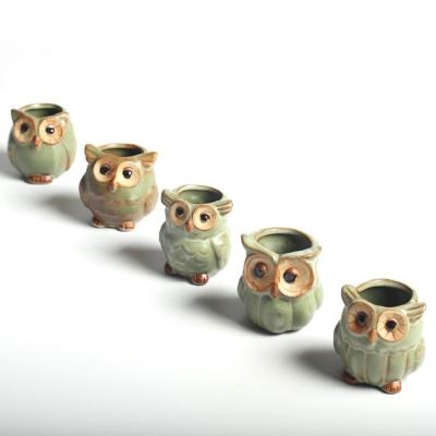 Chine Modern Price of 5 Owl Shapes Small Decorative Cute China Flower Pots à vendre