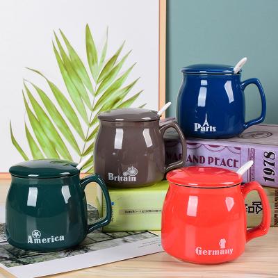 중국 Stored Family Breakfast Coffee Mug Water Cup Eco-Friendly Tea Cup Set With Lid Spoon 판매용