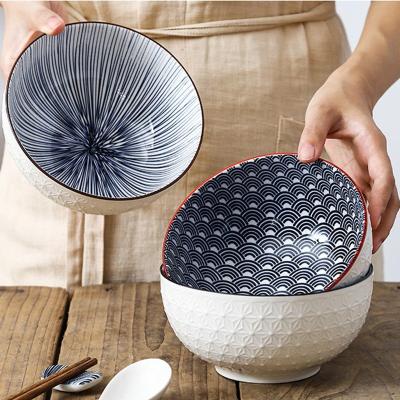 China Nordic style stocked simple household ceramic restaurant 6 inch tableware noodle soup bowl for sale