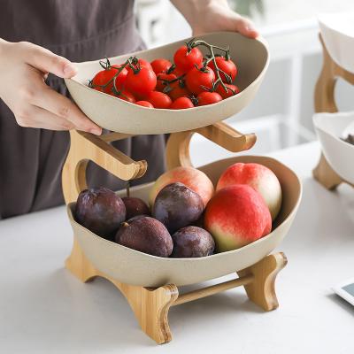 중국 Bamboo Wooden Racks Stocked 3 Layers Food Container Ceramic Dish Dish For Salad Vegetable Fruits Nuts Snacks 판매용