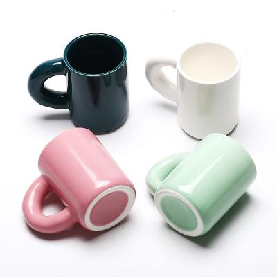 China Viable Luxury Ceramic Coffee Cup Outdoor Breakfast Cup Cute Kawaii Ceramic Coffee Mugs Criativas Mugs Coffee Mugs for sale