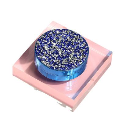 China Round Fashion Diamond Portable Contact Lens Case PP Plastic+ Diamond or Pearl Makeup Contact Lens Case Luxury Color Eye Care Travel Bag for sale