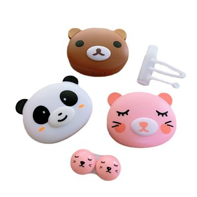 China ANTO plastic cartoon color contact lens case eye contact lens case eye contact lens case suction cup forceps mirror case for sale