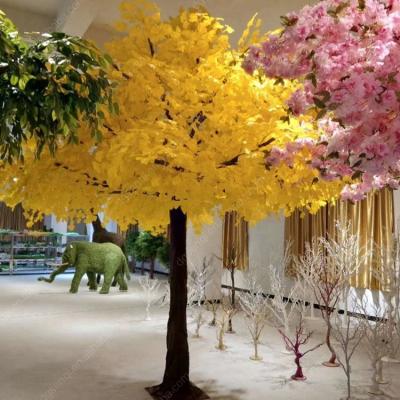 China Realistic Yellow Artificial Ginkgo Tree Artificial Trees For Home Decor for sale