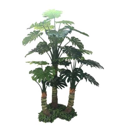 China Durable 190-300cm Restaurant 3pcs/set Large Tropical Decoration Artificial Monstera Tree for sale