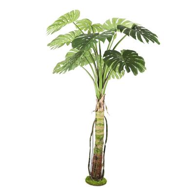 China Real Touch Durable Plastic Decorative Monstera Leaves Bundle With White Leaves For Indoor Decor for sale