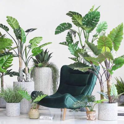 China Direct Sales Plastic Araceae Plants Durable 50-170cm Artificial Bonsai Monstera Deliciosa Deliciosa With Tree Bark for sale