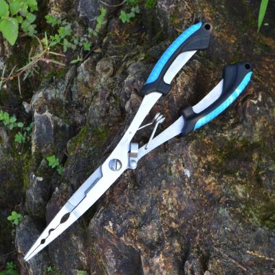 China High carbon steel+plastic handle long nose stainless steel fish pliers scissor line hook remover fish accessories for fishing for sale