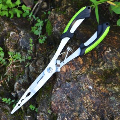 China High carbon steel+plastic handle stainless steel long nose handle fish pliers rubber long line hook remover fish accessories for fishing for sale